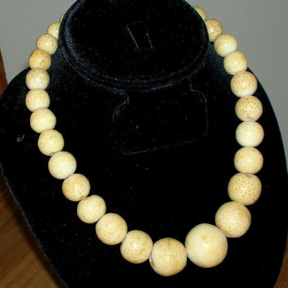 Big  VIintage GF Fossil Sponge Coral Bead Necklace